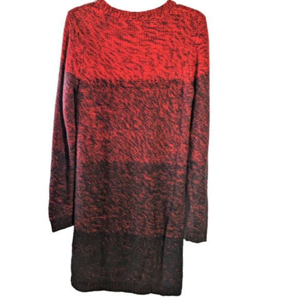 Joe Fresh Women's Knit Sweater Dress Ombre RED Black Long Sleeve Color B… - Picture 5 of 9